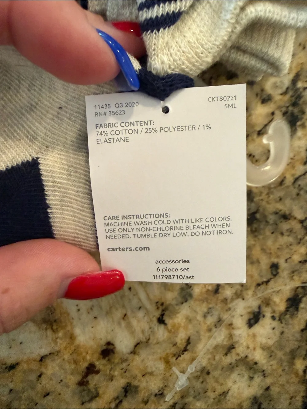 Carter's Navy and Cream Striped Baby Socks Set